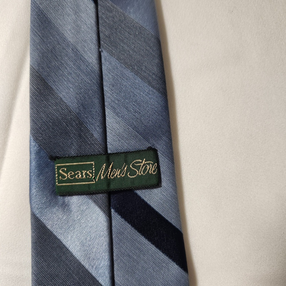 Vintage Sears Men's Store Blue Striped 57‎ Inch Tie - Picture 2 of 6